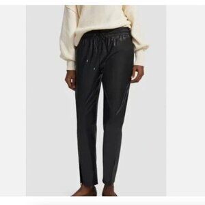 Theory Women's Black Slit Pull-On Pants Paper Faux Leather